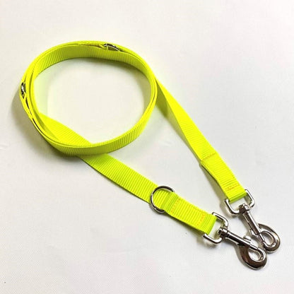 Police Style Dog Training Lead Double Ended Leash Fluorescent Yellow 20mm 25mm