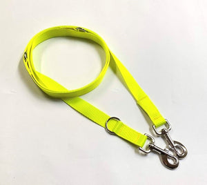 Police Style Dog Training Lead Double Ended Leash Fluorescent Yellow 20mm 25mm