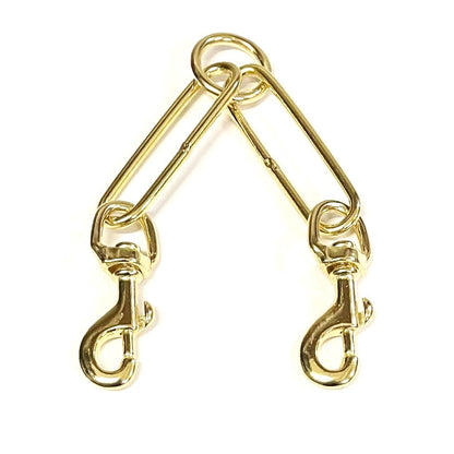 Dog Training 2 Way Hound Coupler Splitter Lead Solid Brass Trigger Clip 20mm