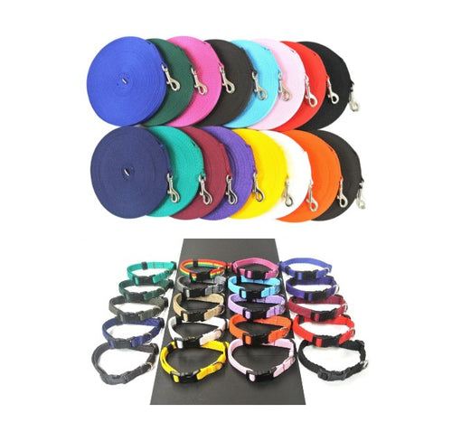 Dog Collar And Lead Set 13mm Webbing Small Collar In Various Lengths And Matching Colours