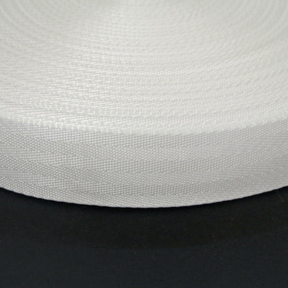 38/40mm Wide Herringbone Webbing In White