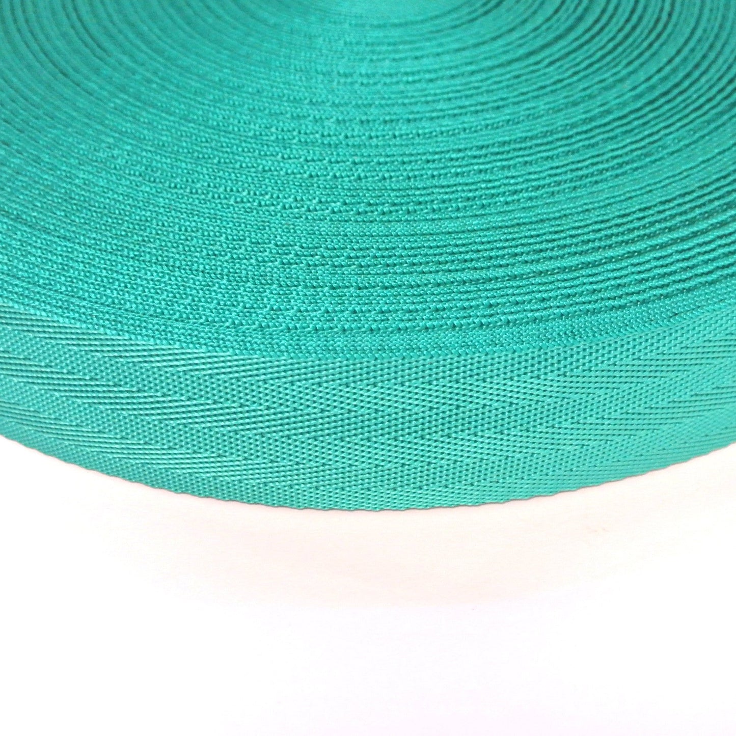 38/40mm Wide Herringbone Webbing In Emerald Green