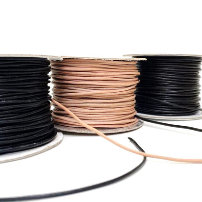 2mm Round Leather Lacing Belting Cord Thonging Jewellery 3 Colours 1m - 50m