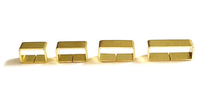 Solid Brass Flat Dog Collar Loop 2 Bar Loop Metal Strap Keeper For Webbing Bags Straps Dog Collars 12mm - 25mm