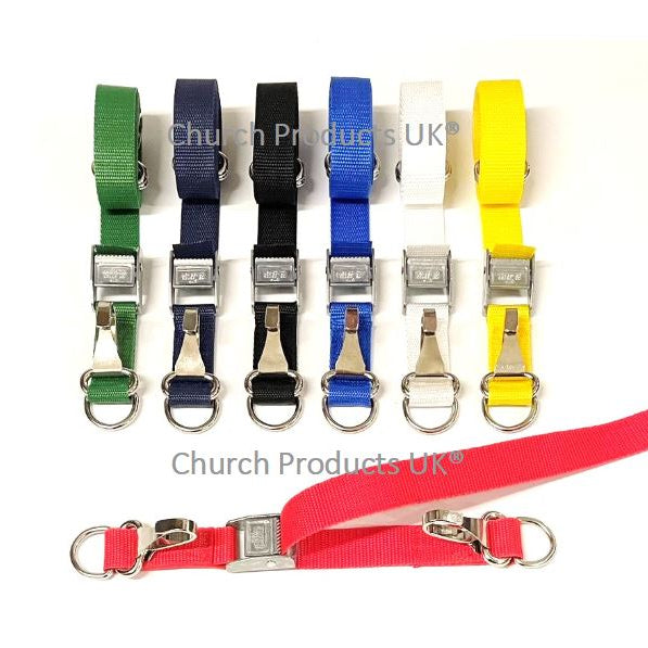 Metal Cam Buckle Straps Tie Down With Clip And D-ring Each End 25mm Webbing In 7 Colours