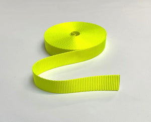 25mm 20mm Polyester Webbing Fluorescent Yellow For Bags Straps And Leads