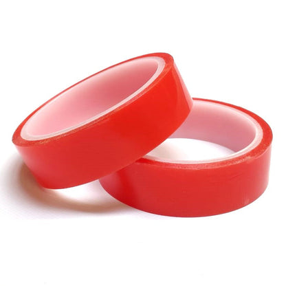 Double Sided Super Sticky Tape Clear Tape Red Lining 5 Metre Roll Strong 6mm - 25mm Width