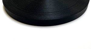 25mm Wide Polyester Saddle Webbing Heavy Duty In Black For Straps Bags Handles Crafts Etc