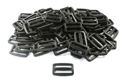 38/40mm Black Plastic 3 Bar Slides Triglides For Handles Straps Webbing Bags Crafts