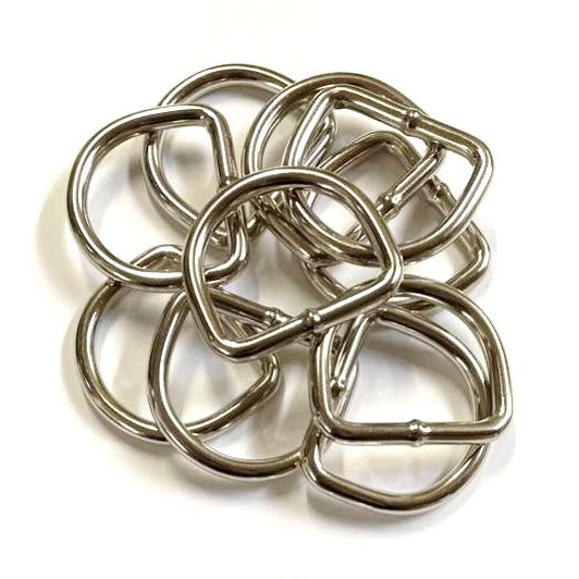 Nickel Plated Welded Gear D-Rings 25mm 32mm 38mm 50mm Wide 5/6mm Thick For Webbing Straps Handles Leather Bags