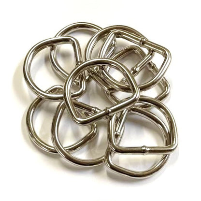 Nickel Plated Welded Gear D-Rings 25mm 32mm 38mm 50mm Wide 5/6mm Thick For Webbing Straps Handles Leather Bags