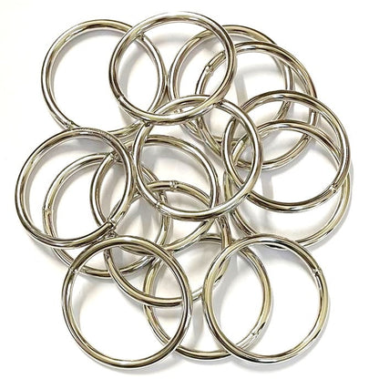 50mm Welded O-Rings Nickel Plated 5mm Thick For Webbing Bags Straps Handles Dog Leads x2 - x100