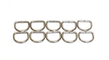 Load image into Gallery viewer, 20mm Welded D-Rings 3mm Thick Nickel Plated For Bags Straps Dog Leads Crafts x10 x25 x50 x100