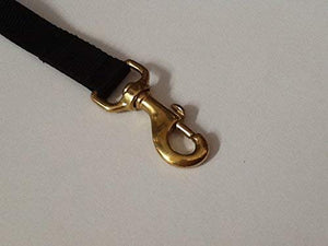 45"/1m Long Dog Training Lead With Padded Handle And Solid Brass Trigger Clip 25mm In Black