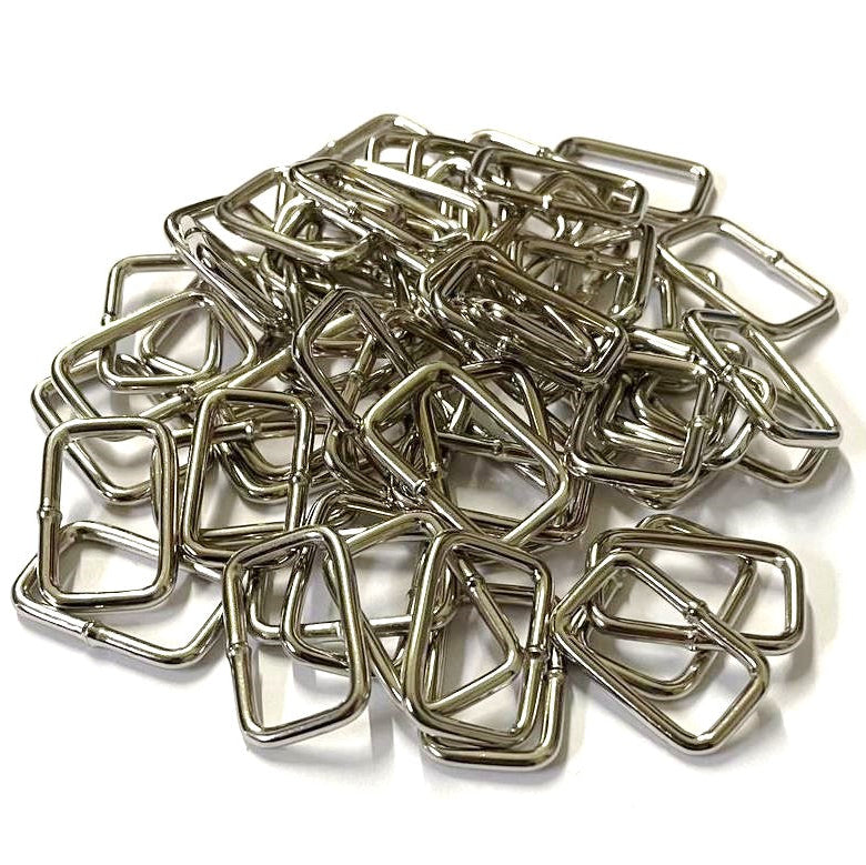 Welded Wire Rectangle Loops Steel Nickel Plated 16mm 20mm 25mm 32mm 38mm 50mm