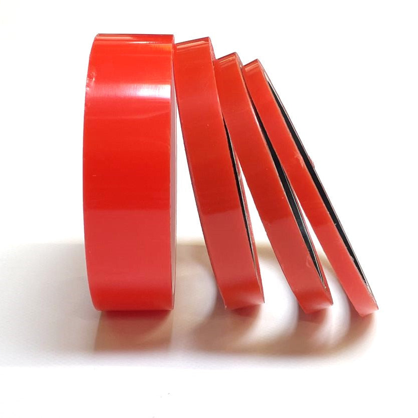 Double Sided Super Sticky Tape Clear Tape Red Lining 5 Metre Roll Strong 6mm - 25mm Width