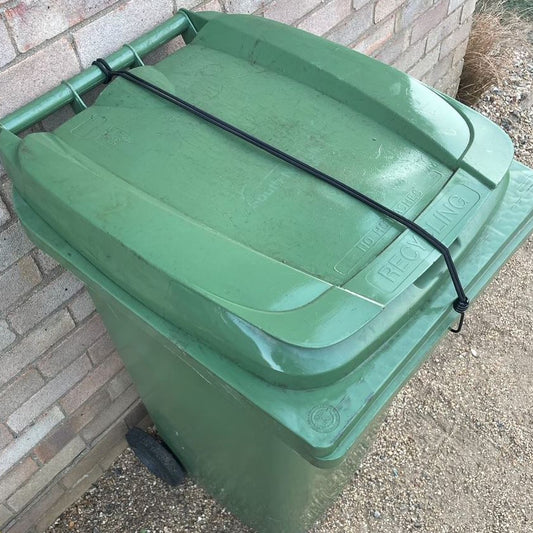 Wheelie Bin Straps Lid Securing Tie Down Strap No Drilling Bungee Cord Black