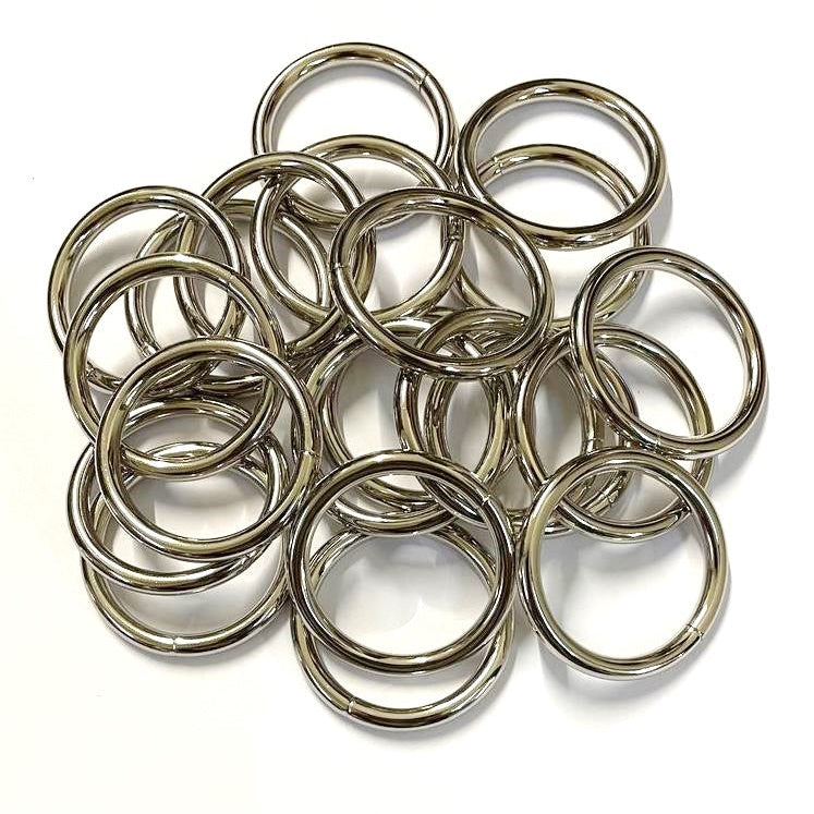 38mm Welded O-Rings Nickel Plated 5mm Thick For Webbing Bags Straps Handles Dog Leads x1 - x100