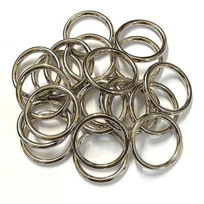 38mm Welded O-Rings Nickel Plated 5mm Thick For Webbing Bags Straps Handles Dog Leads x1 - x100