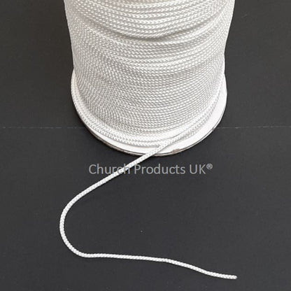 3mm Draw String Braided Cord Polypropylene In Black Or White x1m - 250m
