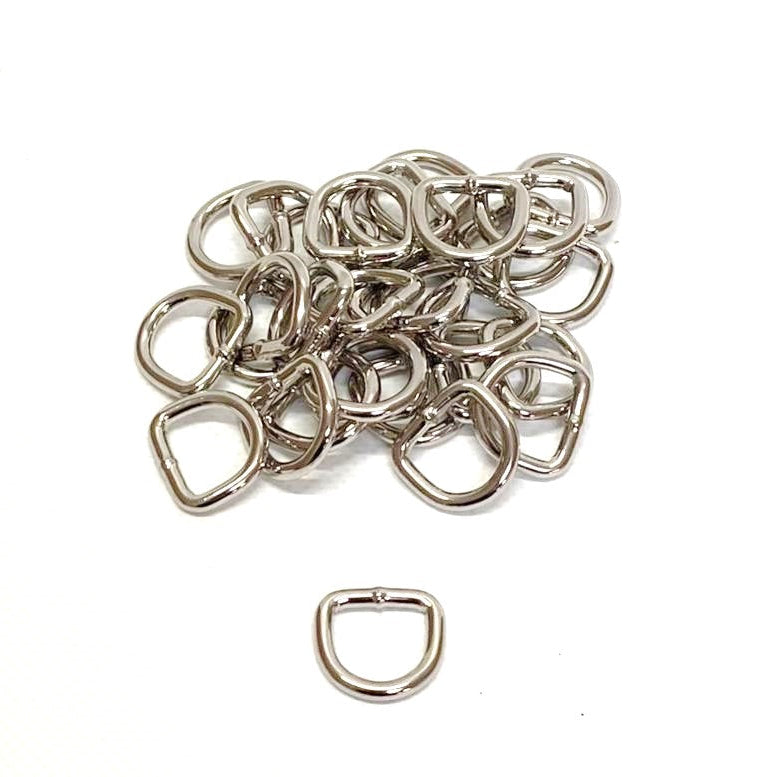 13mm Welded D-Rings 3mm Thick Nickel Plated For Bags Straps Dog Leads Crafts x10 x25 x50 x100