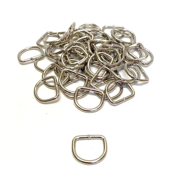 20mm Welded D-Rings 3mm Thick Nickel Plated For Bags Straps Dog Leads Crafts x10 x25 x50 x100