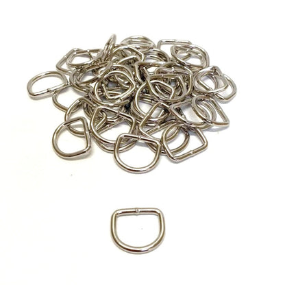 20mm Welded D-Rings 3mm Thick Nickel Plated For Bags Straps Dog Leads Crafts x10 x25 x50 x100