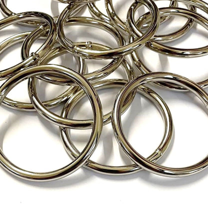 50mm Welded O-Rings Nickel Plated 5mm Thick For Webbing Bags Straps Handles Dog Leads x2 - x100
