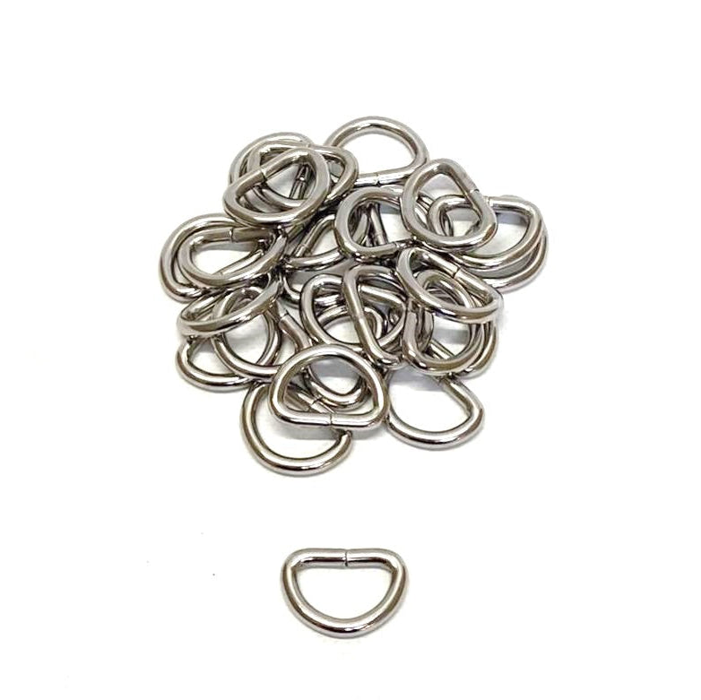 20mm Welded D-Rings 4mm Thick Nickel Plated For Bags Straps Dog Leads Crafts