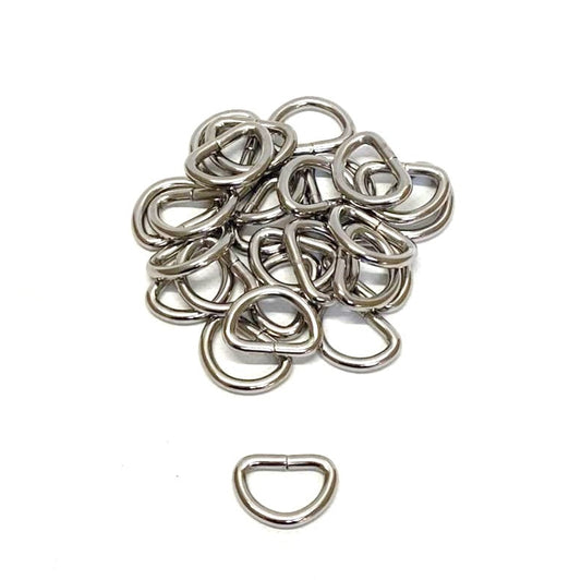 20mm Welded D-Rings 4mm Thick Nickel Plated For Bags Straps Dog Leads Crafts
