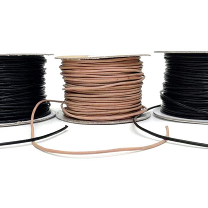 2mm Round Leather Lacing Belting Cord Thonging Jewellery 3 Colours 1m - 50m