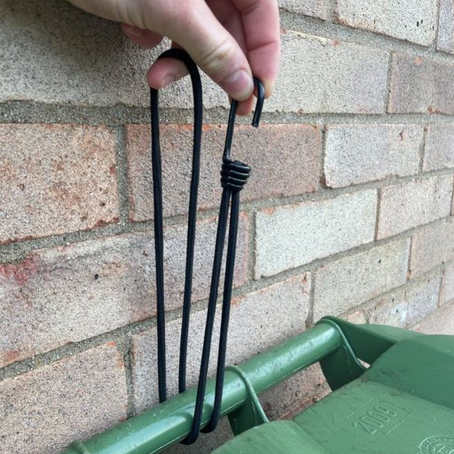 Wheelie Bin Straps Lid Securing Tie Down Strap No Drilling Bungee Cord Black