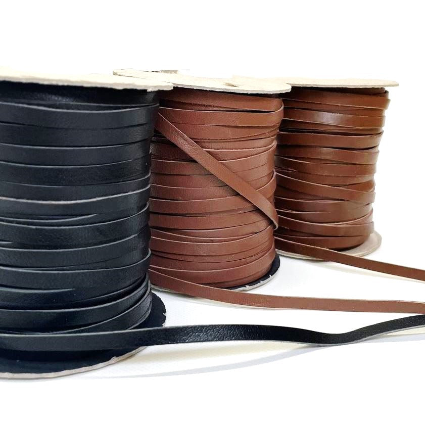 6mm Flat Genuine Leather Thonging Strip Laces Cord Various Colours And Lengths