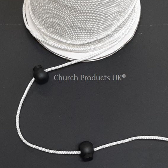 3mm Draw String Braided Cord Polypropylene In Black Or White x1m - 250m