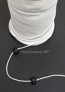 3mm Draw String Braided Cord Polypropylene In Black Or White x1m - 250m
