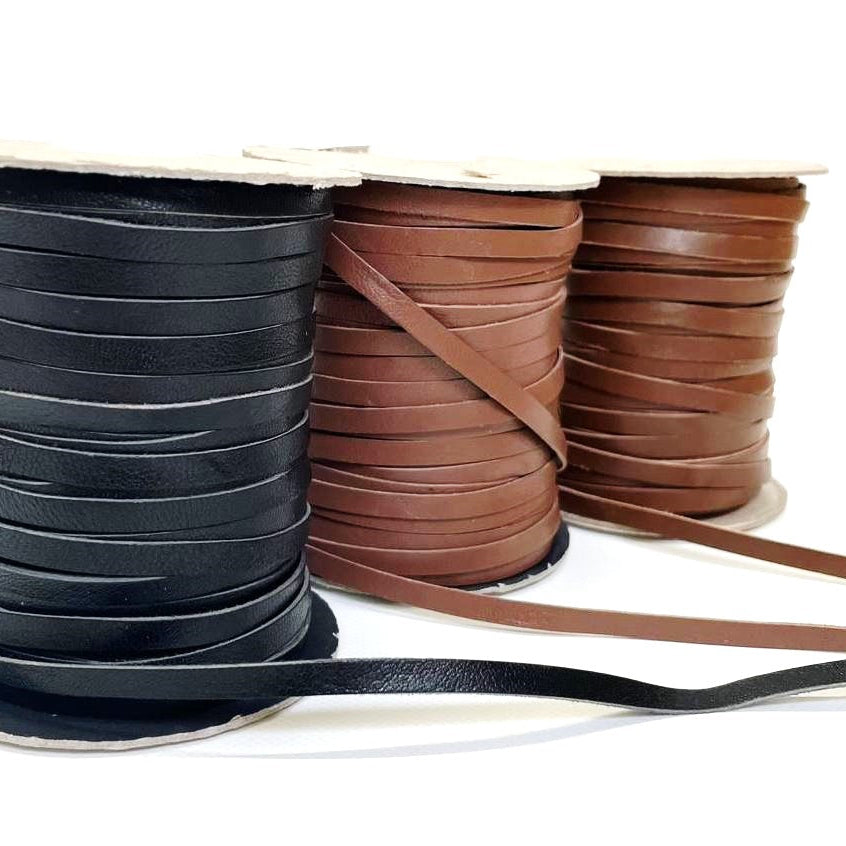 6mm Flat Genuine Leather Thonging Strip Laces Cord Various Colours And Lengths
