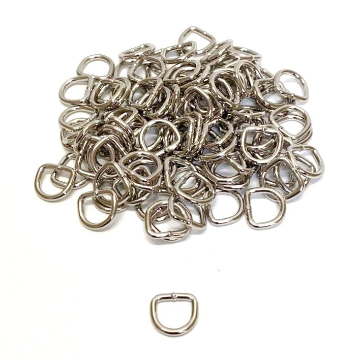 13mm Welded D-Rings 3mm Thick Nickel Plated For Bags Straps Dog Leads Crafts x10 x25 x50 x100