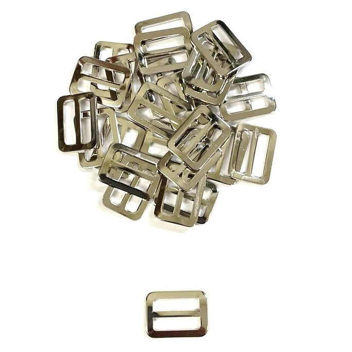 Metal 3 Bar Slides Nickel Plated 13mm 20mm 25mm 32mm 40mm 50mm x 10 x 50 For Bags Straps Webbing