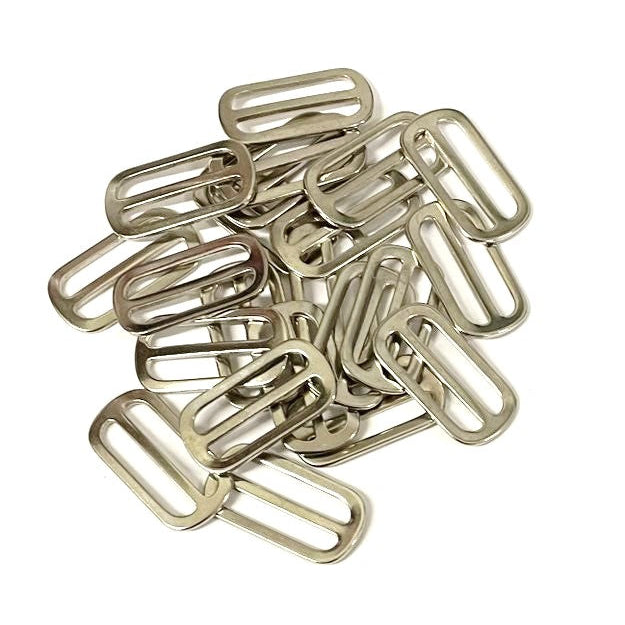 Metal 3 Bar Slides Nickel Plated 13mm 20mm 25mm 32mm 40mm 50mm x 10 x 50 For Bags Straps Webbing