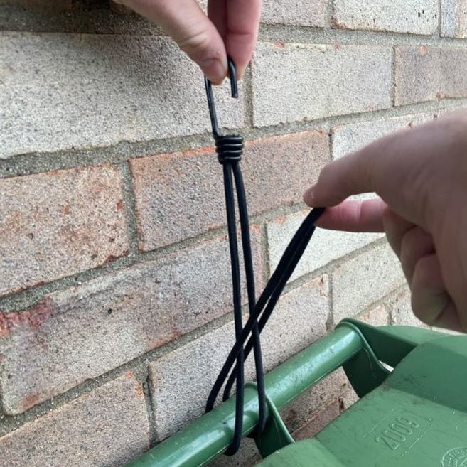 Wheelie Bin Straps Lid Securing Tie Down Strap No Drilling Bungee Cord Black