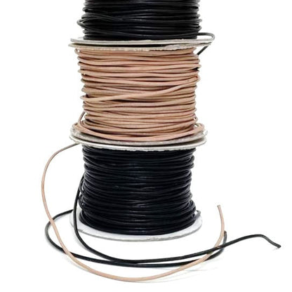 2mm Round Leather Lacing Belting Cord Thonging Jewellery 3 Colours 1m - 50m