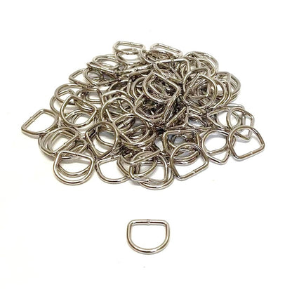 20mm Welded D-Rings 3mm Thick Nickel Plated For Bags Straps Dog Leads Crafts x10 x25 x50 x100