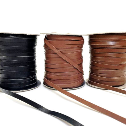 6mm Flat Genuine Leather Thonging Strip Laces Cord Various Colours And Lengths