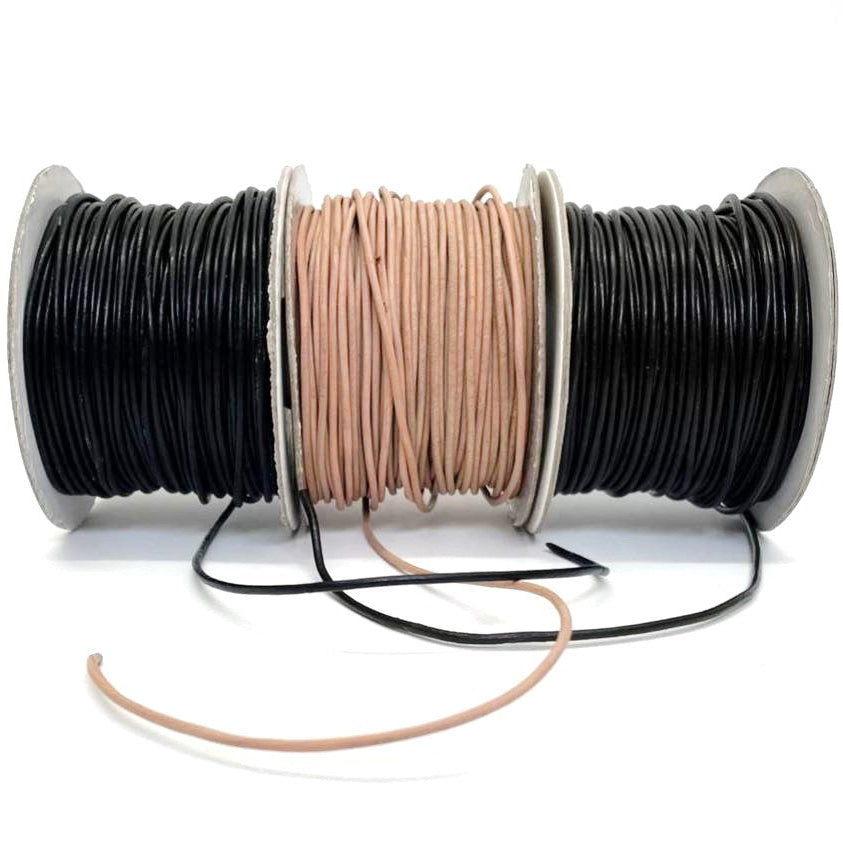2mm Round Leather Lacing Belting Cord Thonging Jewellery 3 Colours 1m - 50m