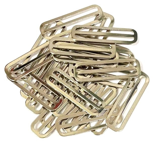 Metal 3 Bar Slides Nickel Plated 13mm 20mm 25mm 32mm 40mm 50mm x 10 x 50 For Bags Straps Webbing