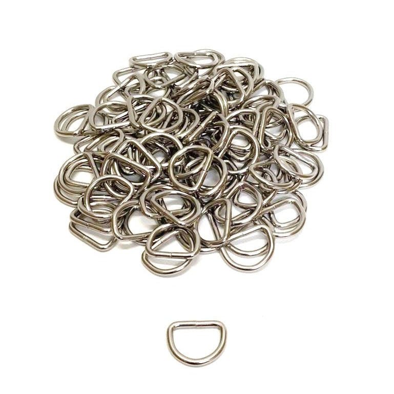 25mm Welded D-Rings 4mm Thick Nickel Plated For Bags Straps Dog Leads Crafts