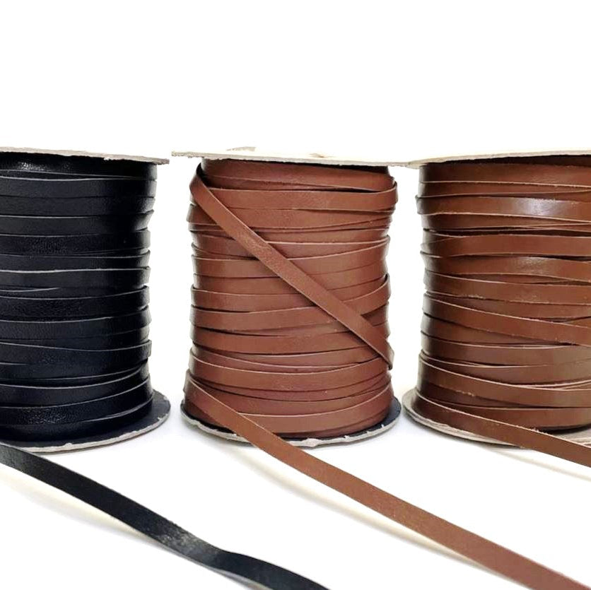6mm Flat Genuine Leather Thonging Strip Laces Cord Various Colours And Lengths