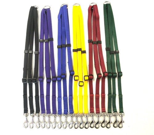 Adjustable 3 way triple dog lead coupler splitter in 13mm webbing in various colours