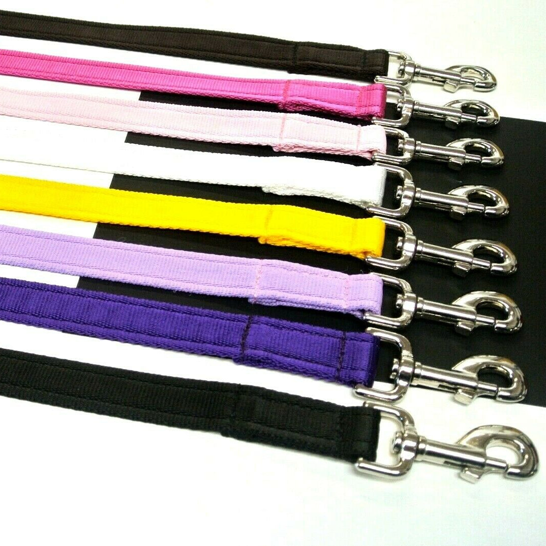 45" Short Dog Walking Lead Leash 20mm 25mm Wide Cushion Webbing In 18 Colours