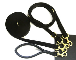 Dog Training Lead Set - 50ft Training Lead - 11ft Police Style Lead - 13" Short Lead Solid Brass